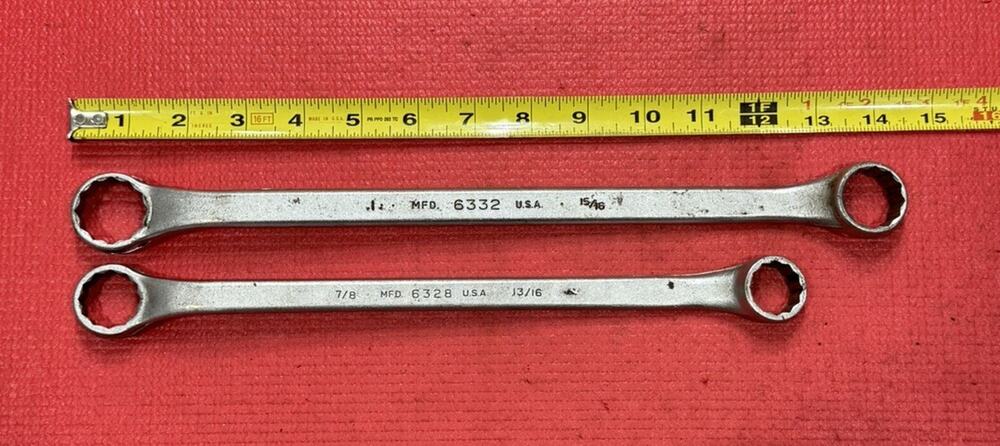 Vintage 2 PC Box Wrench SAE 1" X 15/16" & 7/8" X 13/16" Set 12PT Made in USA